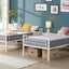 Twin metal bunk beds, metal structure bed frame with safety guardrails and 2 ladders, convertible bunk beds, white - Korvel