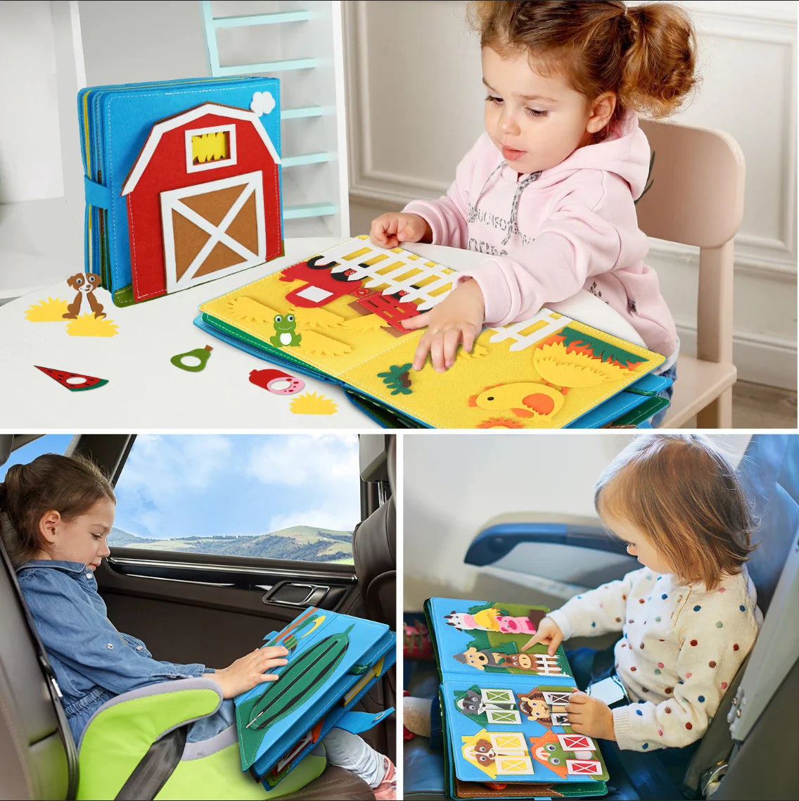 Tableau d'activités Montessori : Jouet de narration avec des animaux de la ferme