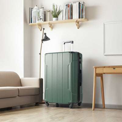 Hardshell Luggage Spinner Suitcase with TSA Lock Lightweight Expandable 24'' (Single Luggage) Green + ABS + 24 Inch - Korvel