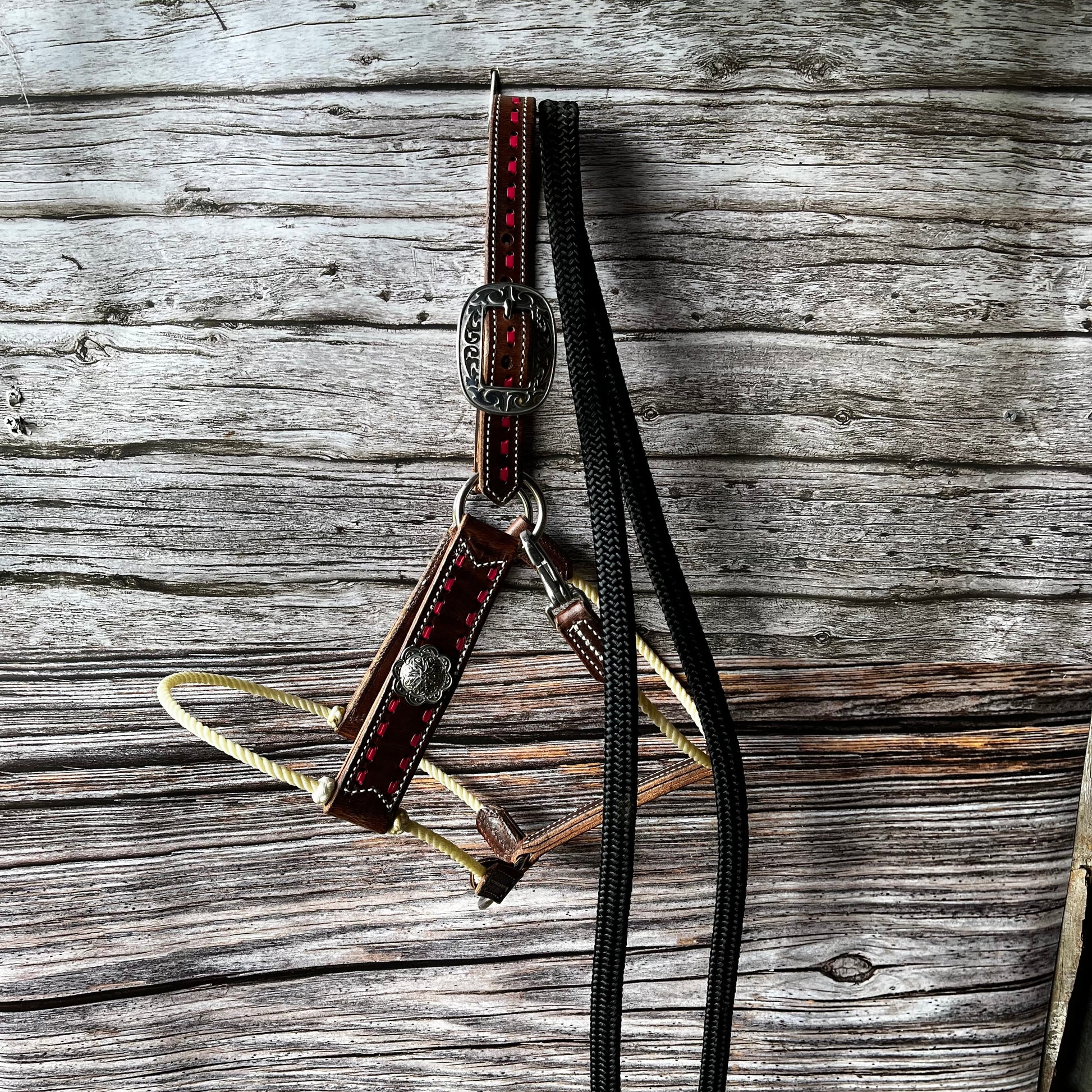 Deluxe Leather Rope Nose Halter with Tassels - Korvel