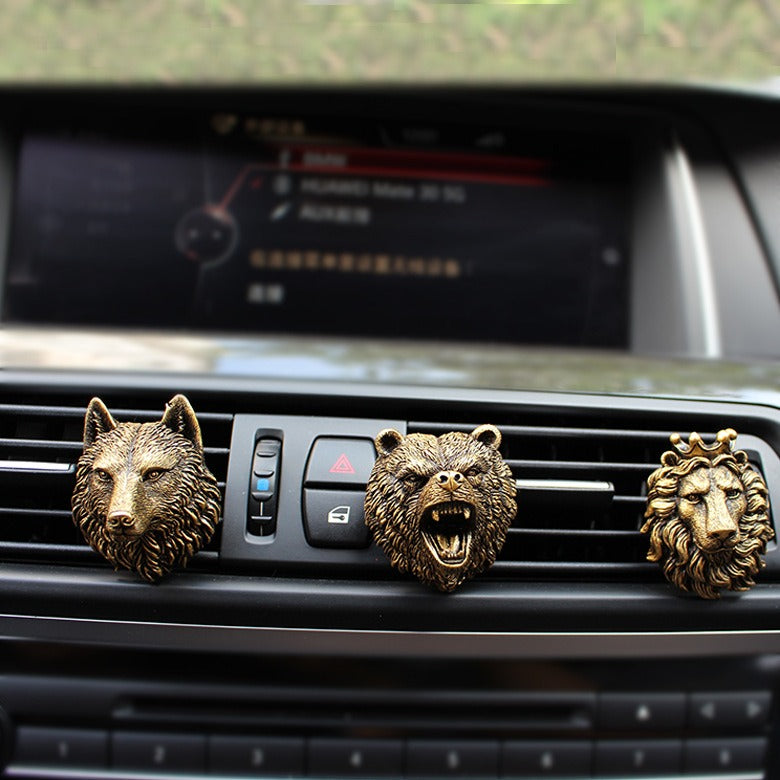 Clip de ambientador para coche con cabeza de animal de resina creativa
