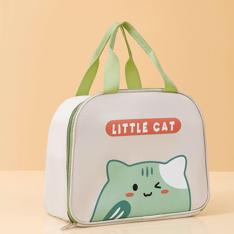 Cute cartoon lunch box bag for students and office workers with side opening, waterproof and thick insulation lunch bag - Korvel