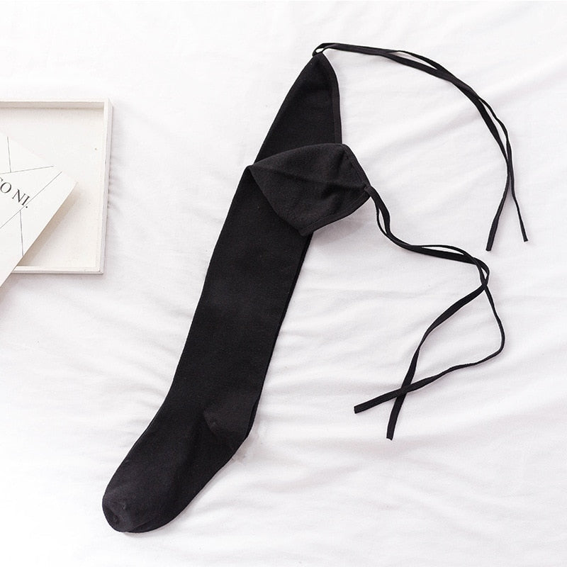 Lolita Cross-tie Over-knee Socks Sexy Long Tube Jk Uniform Calf Socks Female Japanese Middle and High Tube Stockings Cute Woman - Korvel