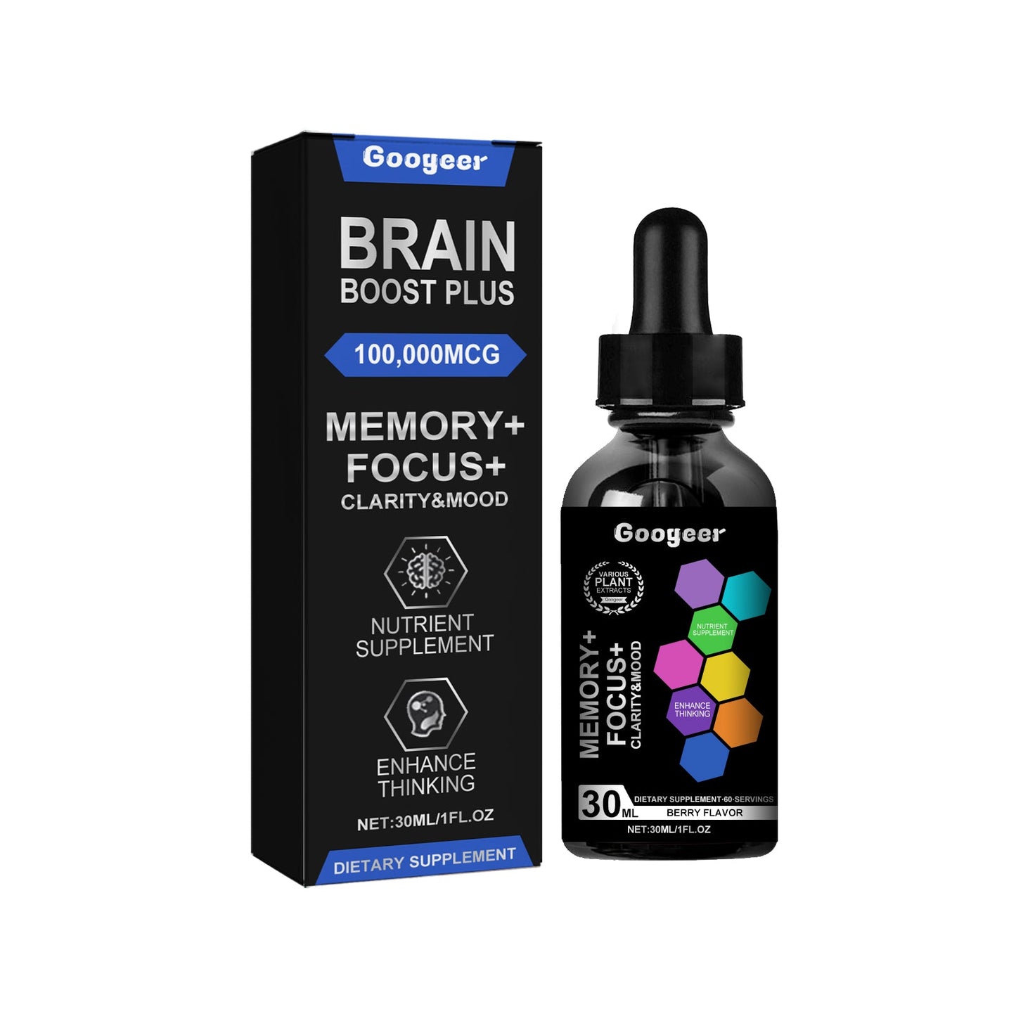 Brain Boost Plus, Relieve Anxiety Fatigue Enhance Energy Body Care Drops - Korvel
