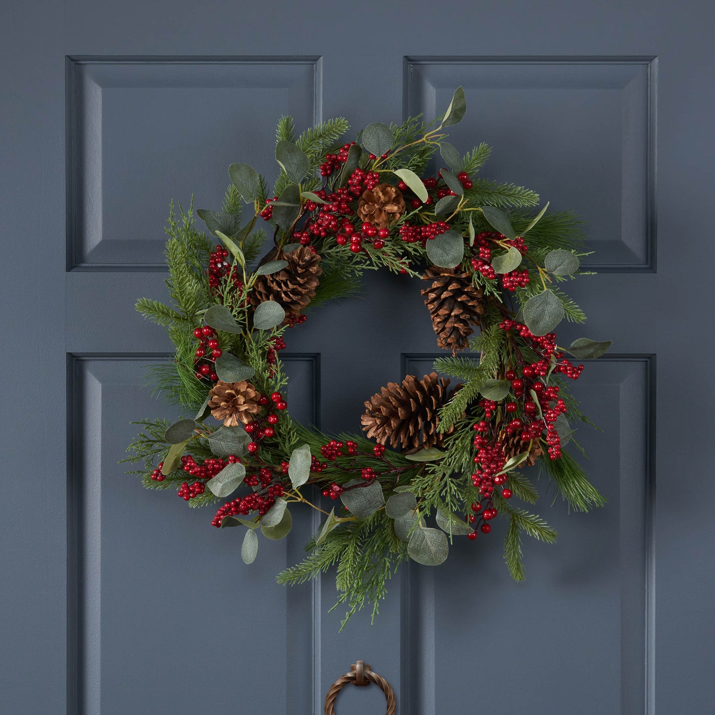 22" Berry, Eucalyptus, and Pinecone Wreath