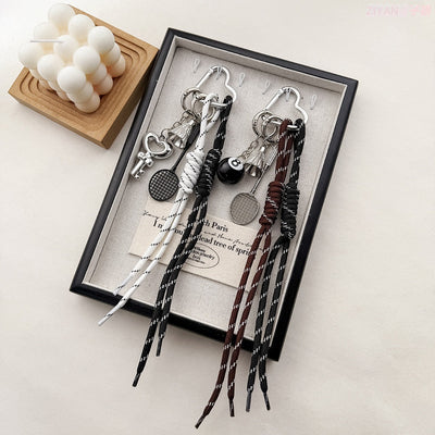 Miu Style Bag Charm Couple Edition Billiard Black 8 Decorative Chain Korean INS Alloy Badminton Climbing Keychain - Korvel