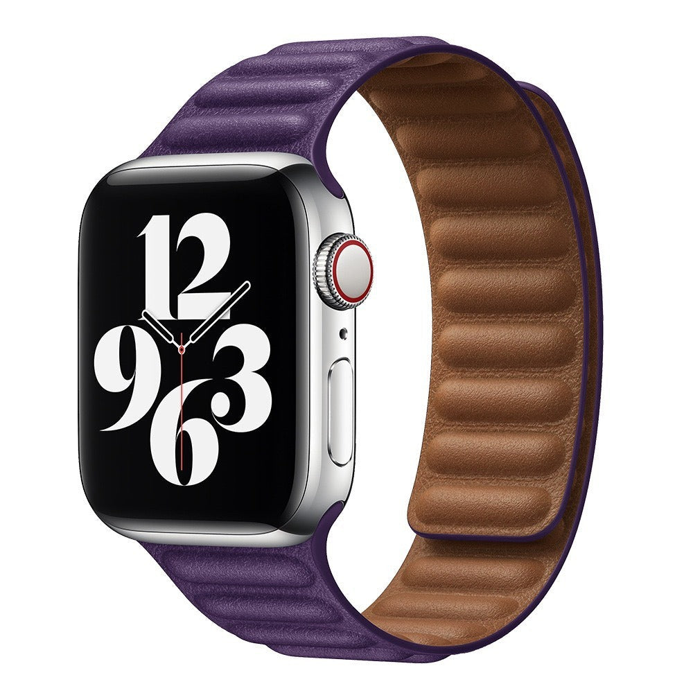Suitable For iwatch8 Watchband S7 SE 6/5/43 Magnetic Suction New Leather Loopback Chain Apple Watch Wristband - Korvel