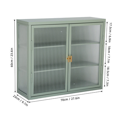 Retro Style Haze Double Glass Door Wall Cabinet
