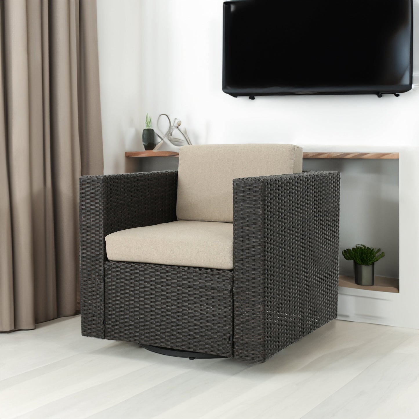 PUERTA MP1 SWIVEL CHAIR-DARK BROWN - Korvel