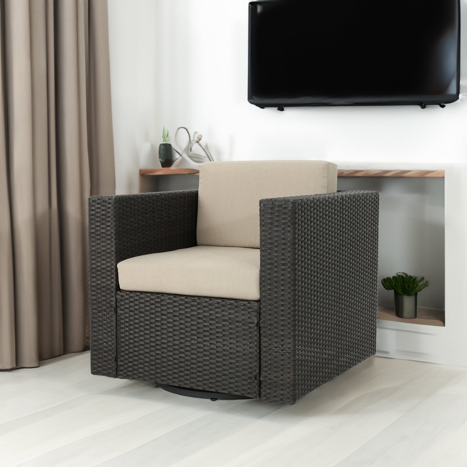 PUERTA MP1 SWIVEL CHAIR-DARK BROWN - Korvel