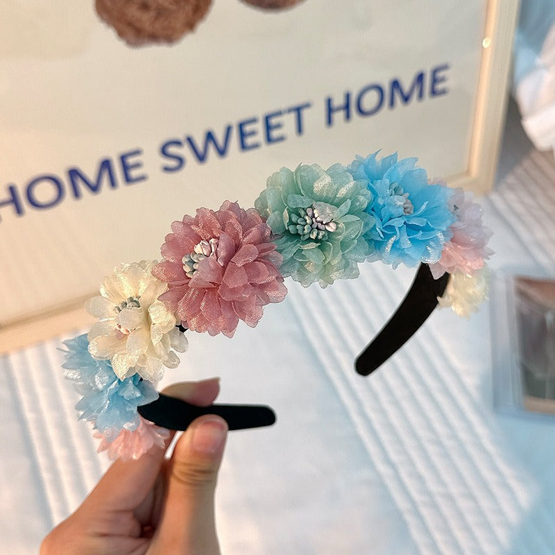 Fashionable fabric flower stamen flower hair hoop for women - Korvel