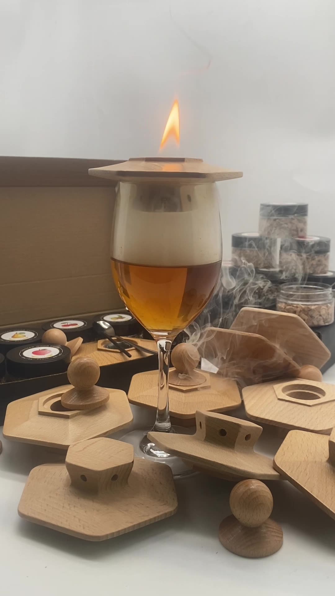 Premium Cocktail Wood Smoker Set - 6-Piece Barware Collection