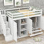 Functional Loft Bed with Storage and Shelves in White