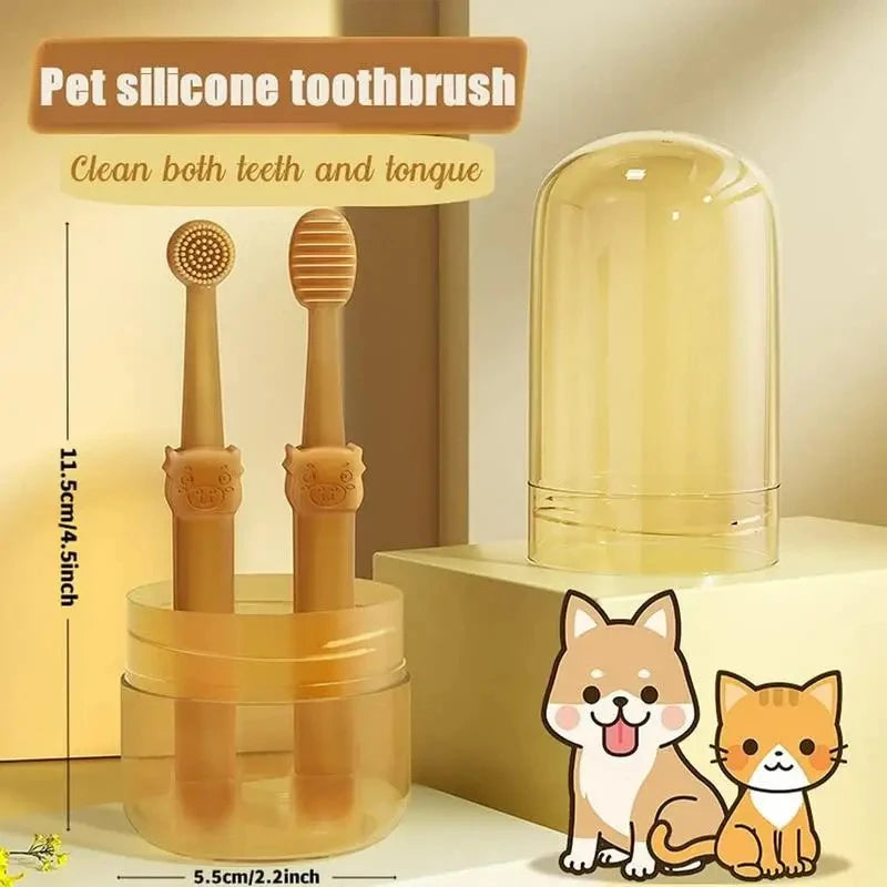 Cepillo de dientes de silicona premium para perros y gatos