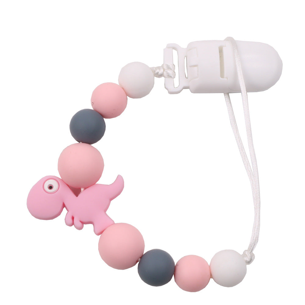 New baby pacifier chain clip teeth glue toy anti-drop chain silicone dinosaur pacifier chain baby products - Korvel