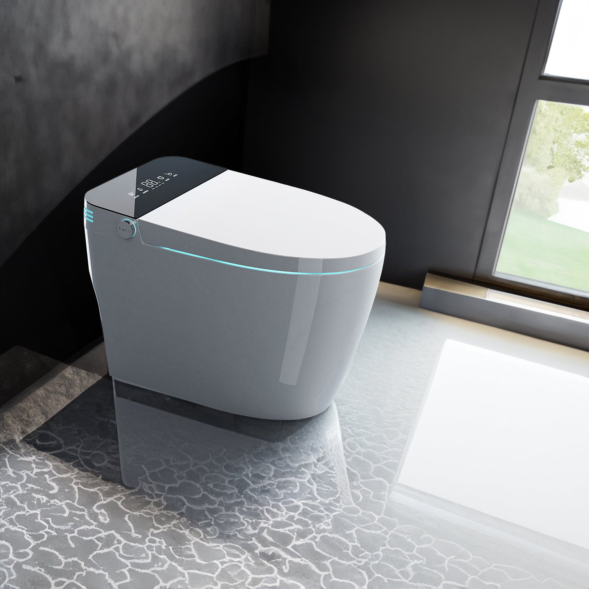 ST-GP-01 Smart Toilet with Heating, Portable Toilet with Automatic Opening and Closing, 1.28GPF Water Tank Free Toilet, White - Korvel