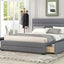 Queen Upholstered Platform Bed with Twin Size Trundle and Two Drawers Grey - Korvel