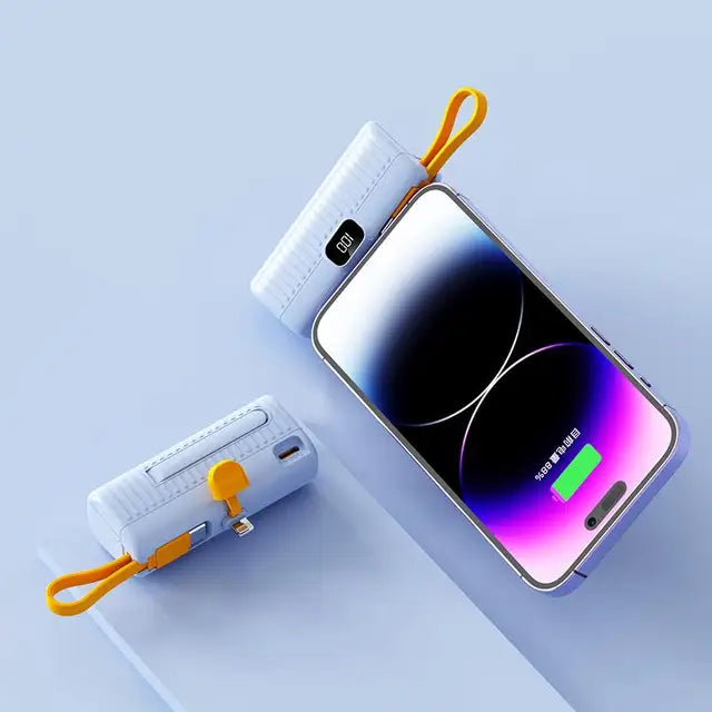 30000Mah Mini Power Bank Ingebouwde Kabel Powerbank Digitale Display Externe Batterij Draagbare Oplader Voor Iphone Samsung Xiaomi - Korvel