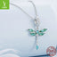 Charm Pendent DIY Libellule Verte Argentée - Argent Pur S925