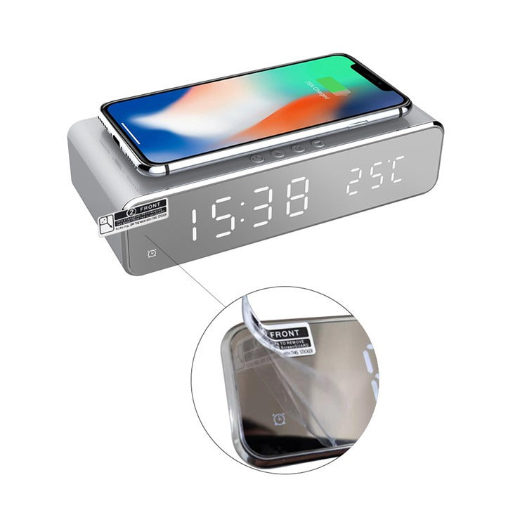 Wireless Charging Alarm Clock with Thermometer Display