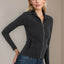 Pocketed Turtleneck Zip Up Denim Top - Korvel