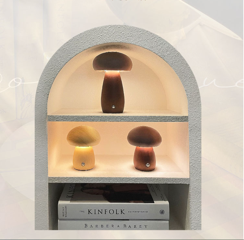 Mushroom lamp, LED charging night light, creative desk lamp, bedroom minimalist touch switch, ambient light, gift - Korvel