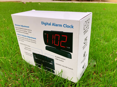 GING YHAU alarm clock large digital rotating base 2-level brightness digital clock bedroom bedside alarm clock - Korvel
