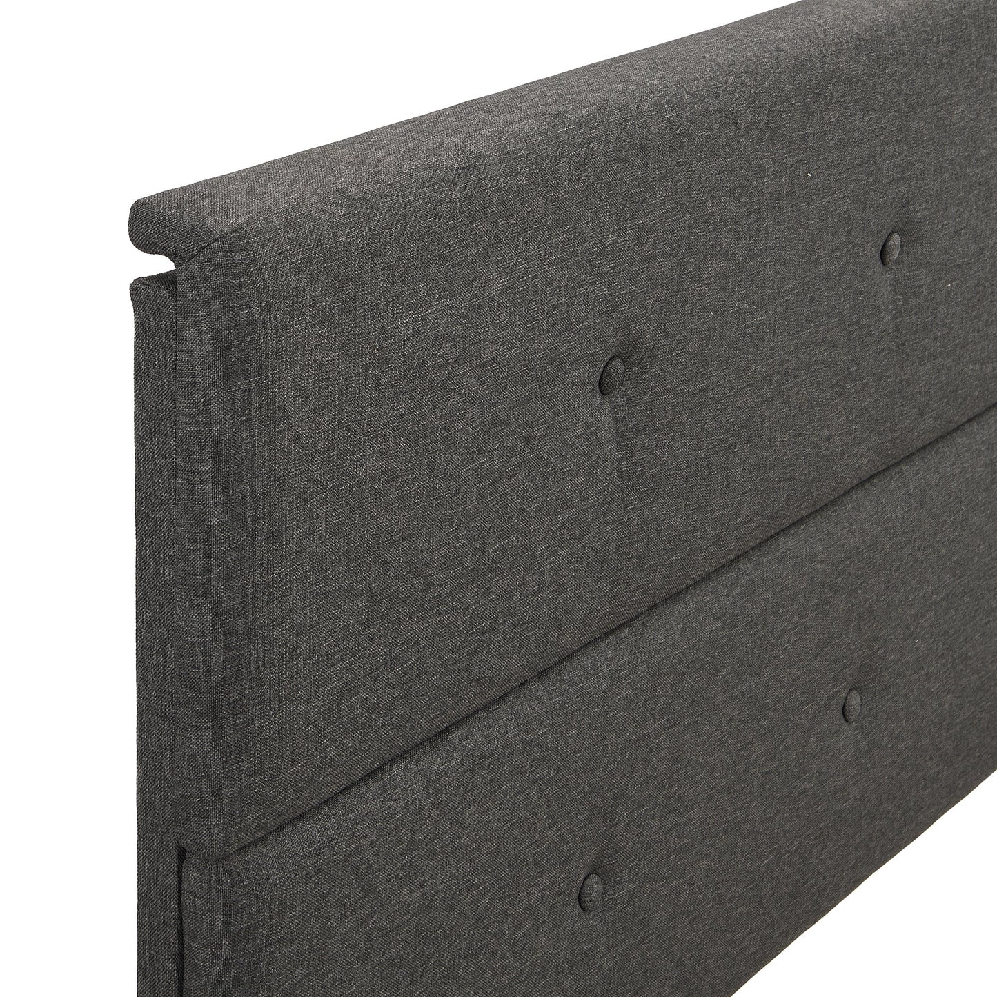 Lit plateforme queen rembourré avec rangement - Gris