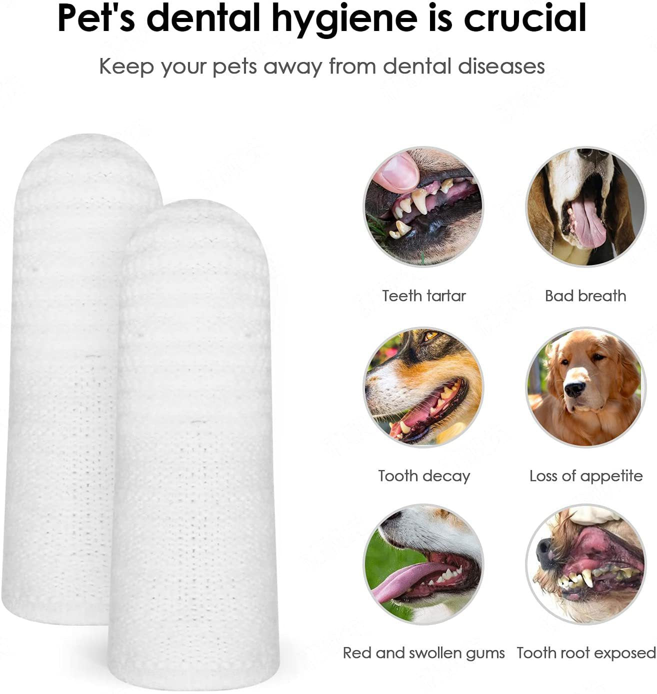 Pet Finger Toothbrush for Dogs and Cats Oral Care Tool Small Cat Finger Toothbrush Grooming Supplies - Korvel