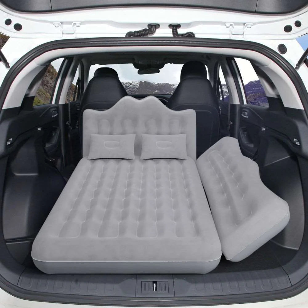 Umbrauto 29.53in/75cm Wide Car Air Mattress – Inflatable SUV, Truck & Van Back Seat Camping Bed with Pump & Pillows, Gray - Korvel