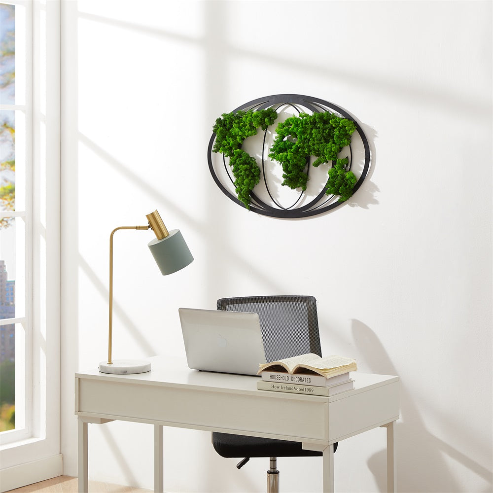 Moss World Map Metal Wall Decor - Korvel