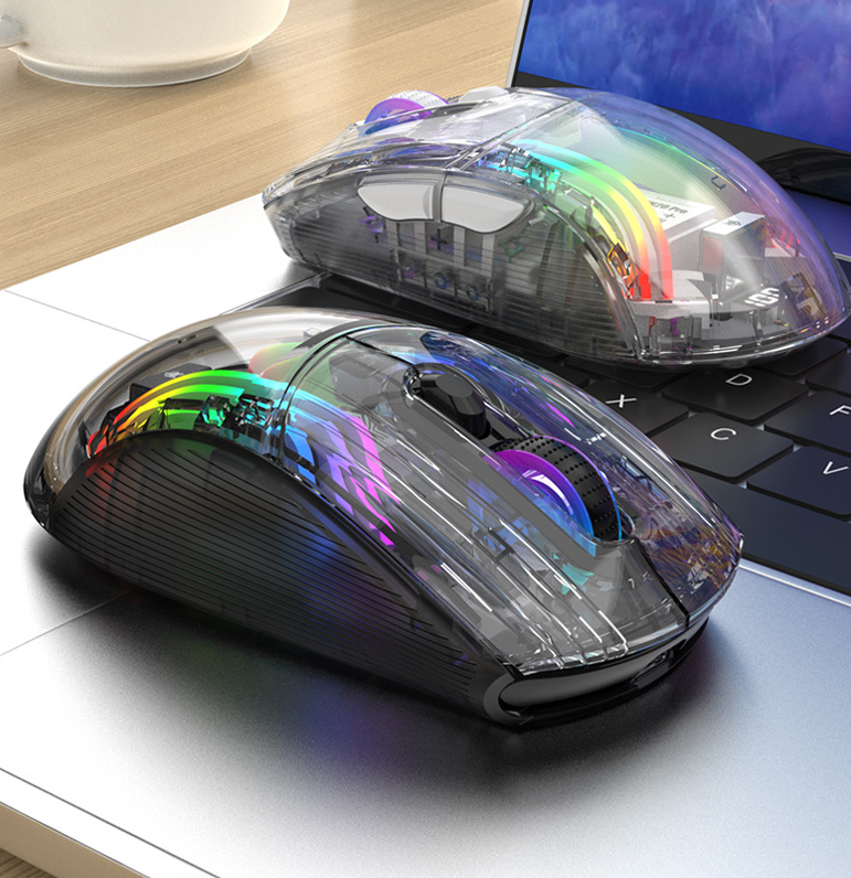 Luminous wireless Bluetooth the third mock examination transparent game mouse with screen charger - Korvel