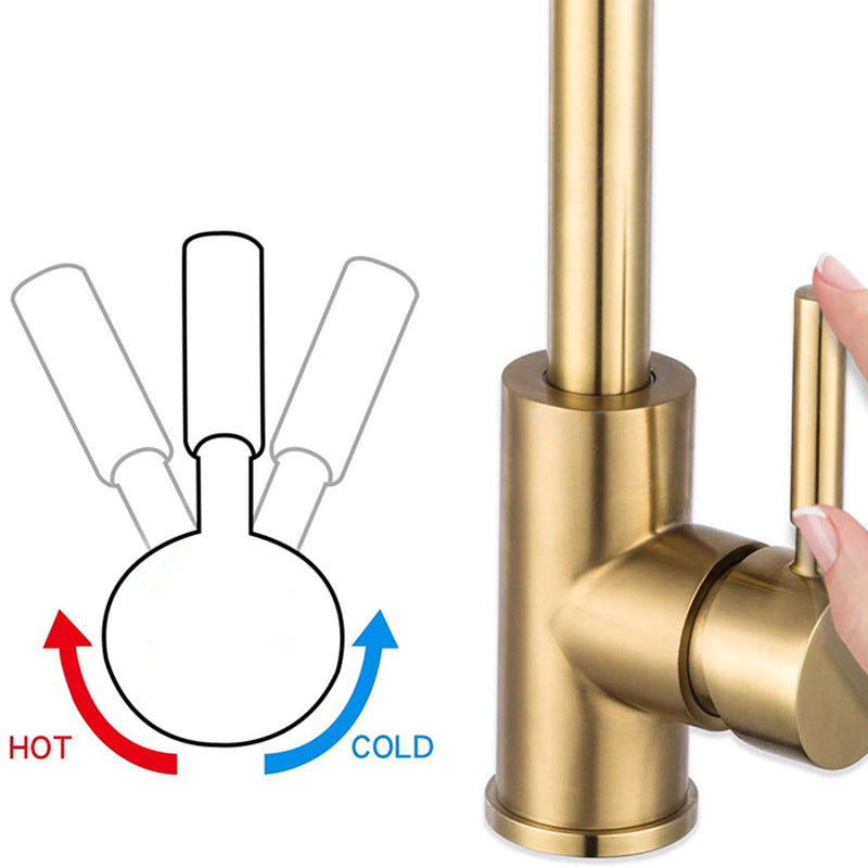 Robinet de cuisine en acier inoxydable doré brossé