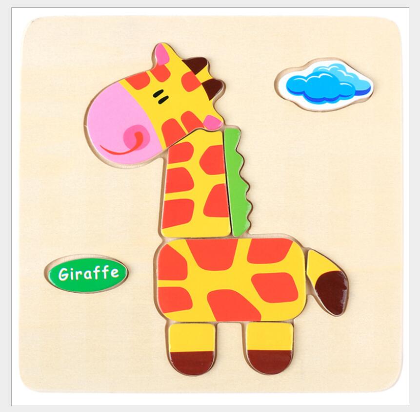 3D Puzzle Wooden Toys For Children Cartoon Animal Vehicle Wood Jigsaw Kids Baby Early Educational Learning Toy #L505 - Korvel