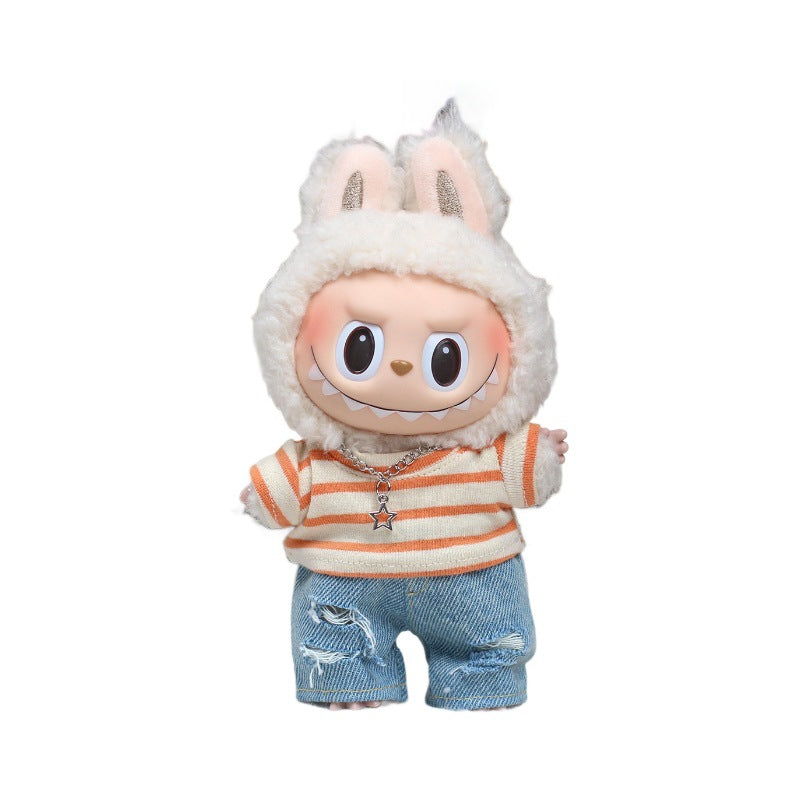 Labubu Doll T-Shirt with Ripped Jeans - Heartfelt Macaron