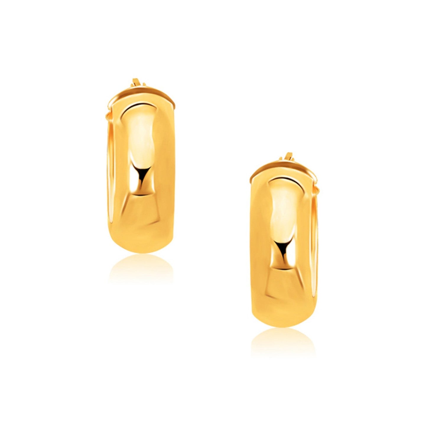 Boucles d'oreilles créoles larges en or jaune 14k avec fermeture à verrouillage par pression