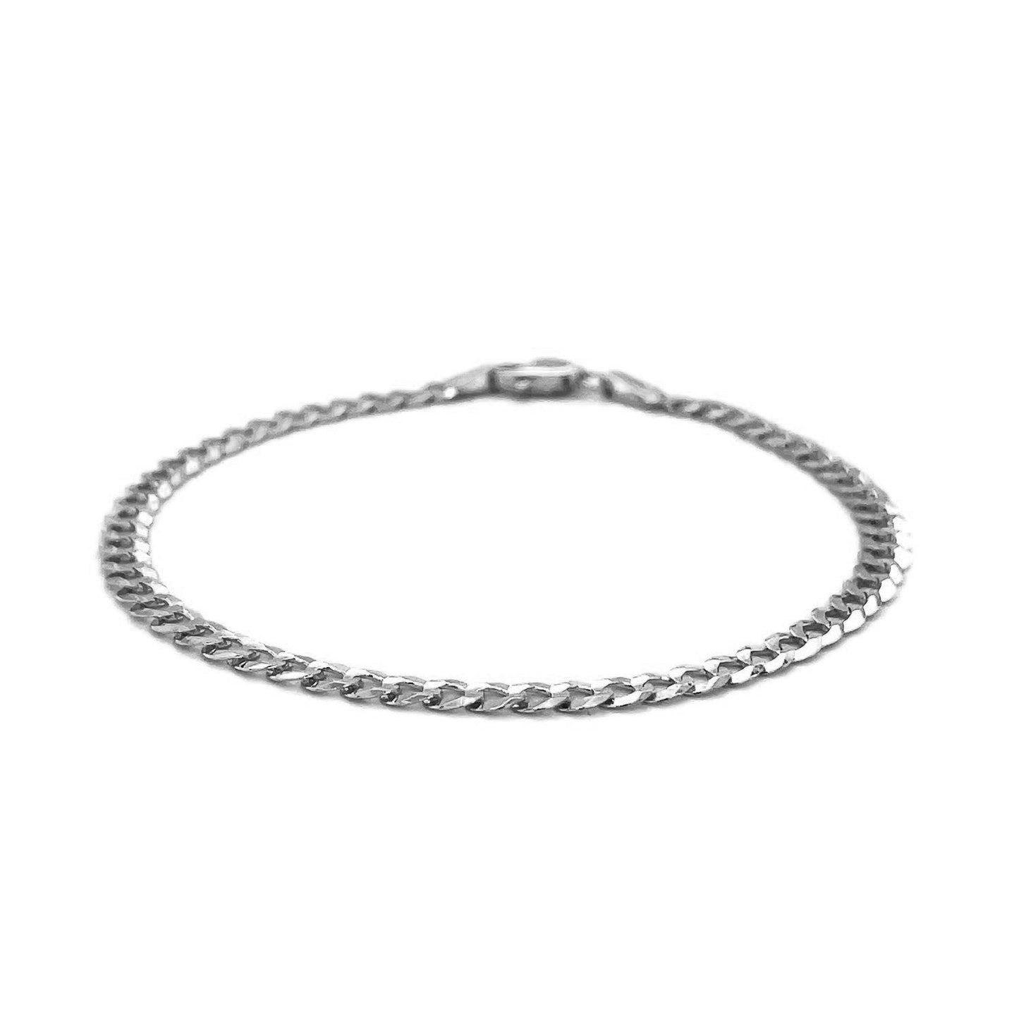 Pulsera de eslabones sólida de oro blanco de 14k - 3.6mm