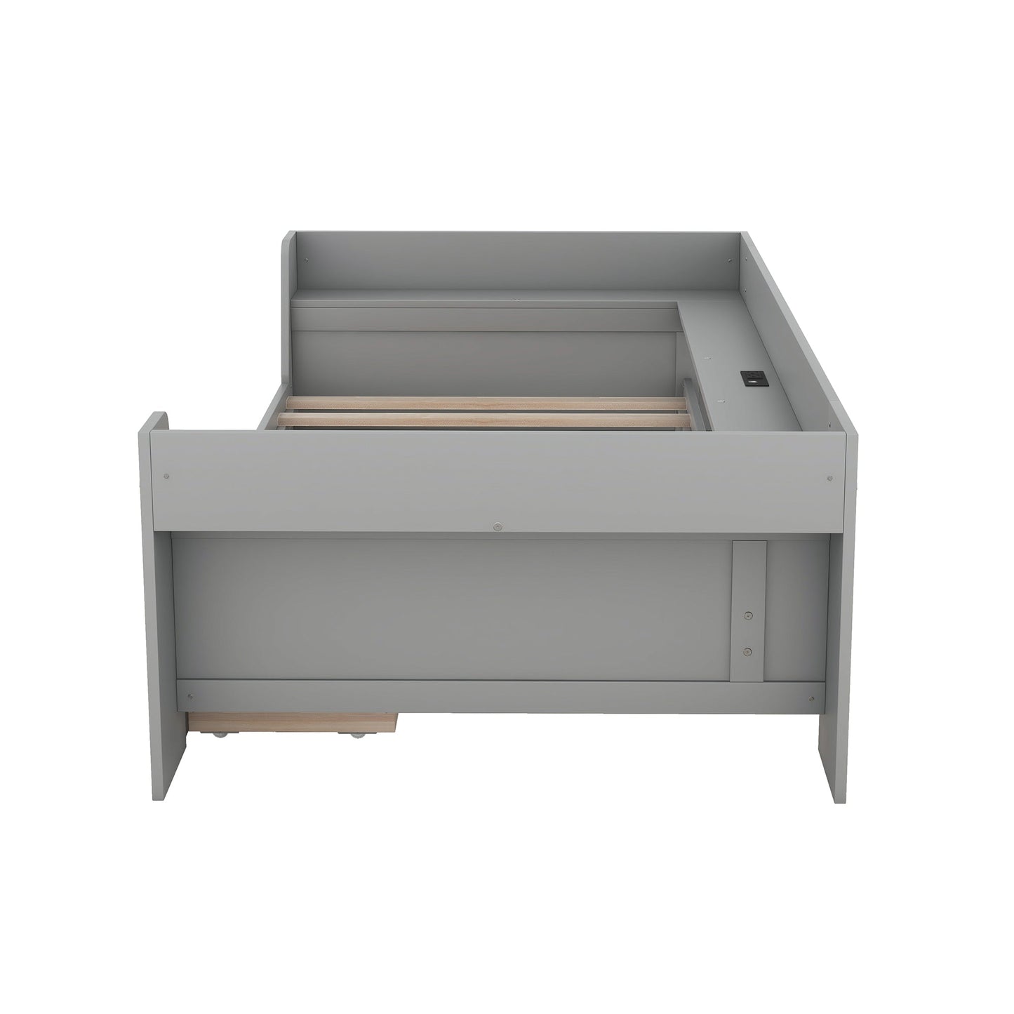Elegant Twin Size Daybed with Shelves and Charging Station - Gray
