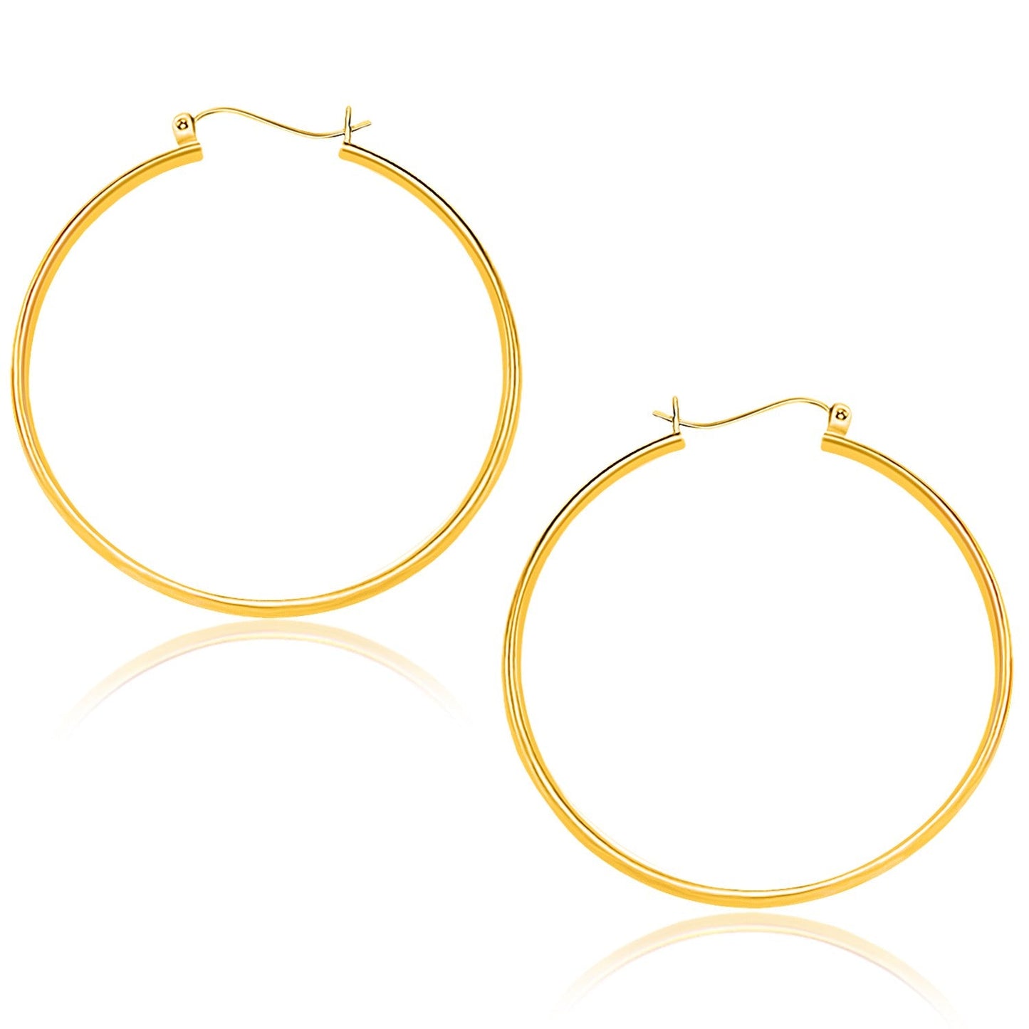 Pendientes de aro pulidos de oro amarillo de 14k - 40mm