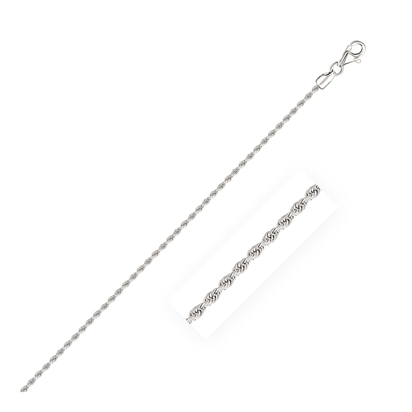 Chaîne en or blanc 14k de 2,0 mm avec motif en diamant