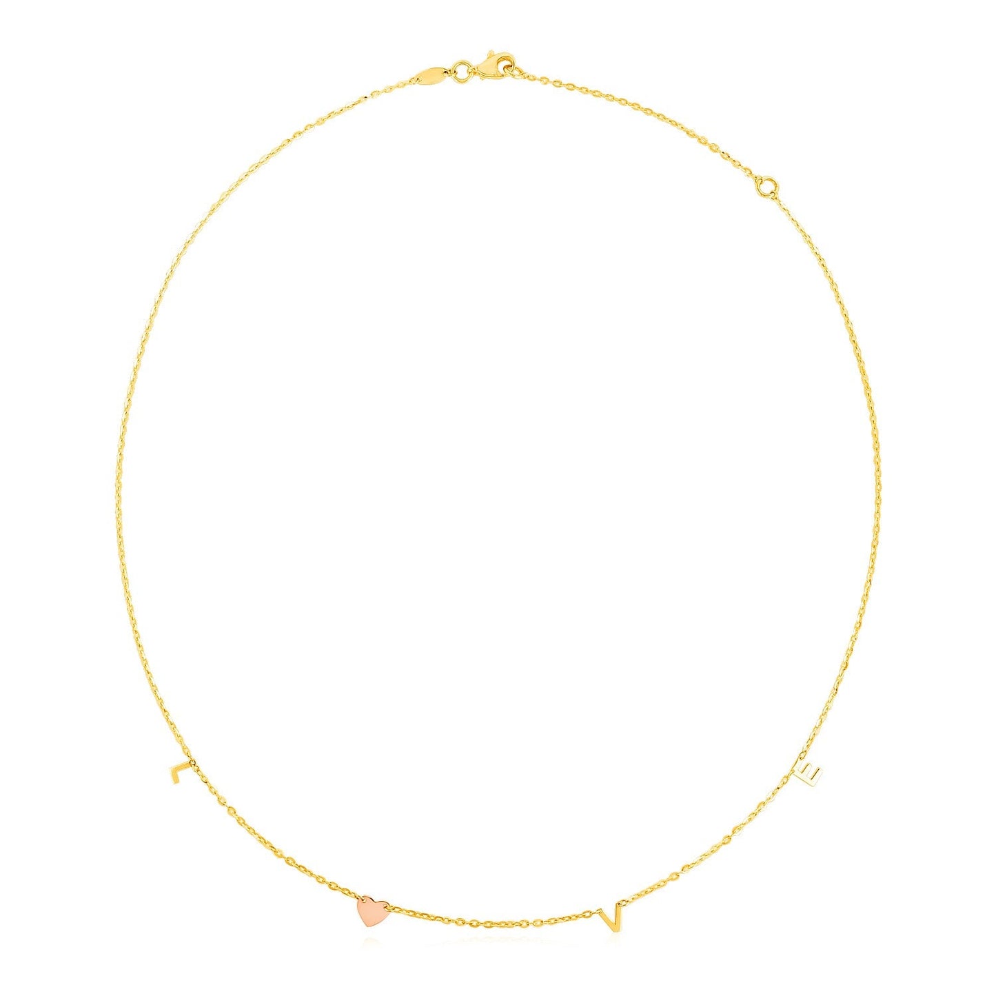 Collar de Amor de Oro de Dos Tonos de 14k