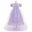 Frozen 2 Elsa Princess Dress Purple Bubble Sleeves Pearl Mesh Girls' Cosplay Dress Performance Dress - Korvel