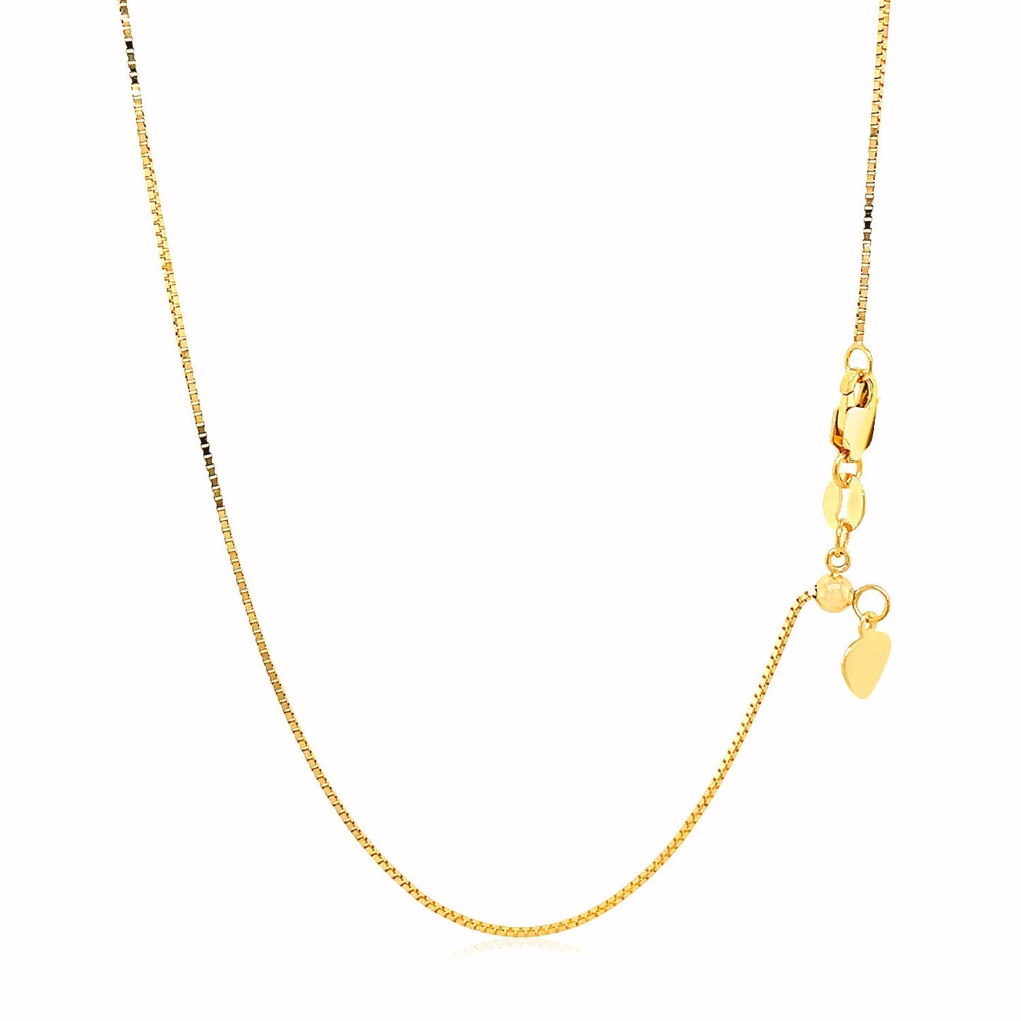Chaîne en boîte ajustable en or jaune 14 carats - 0,7 mm