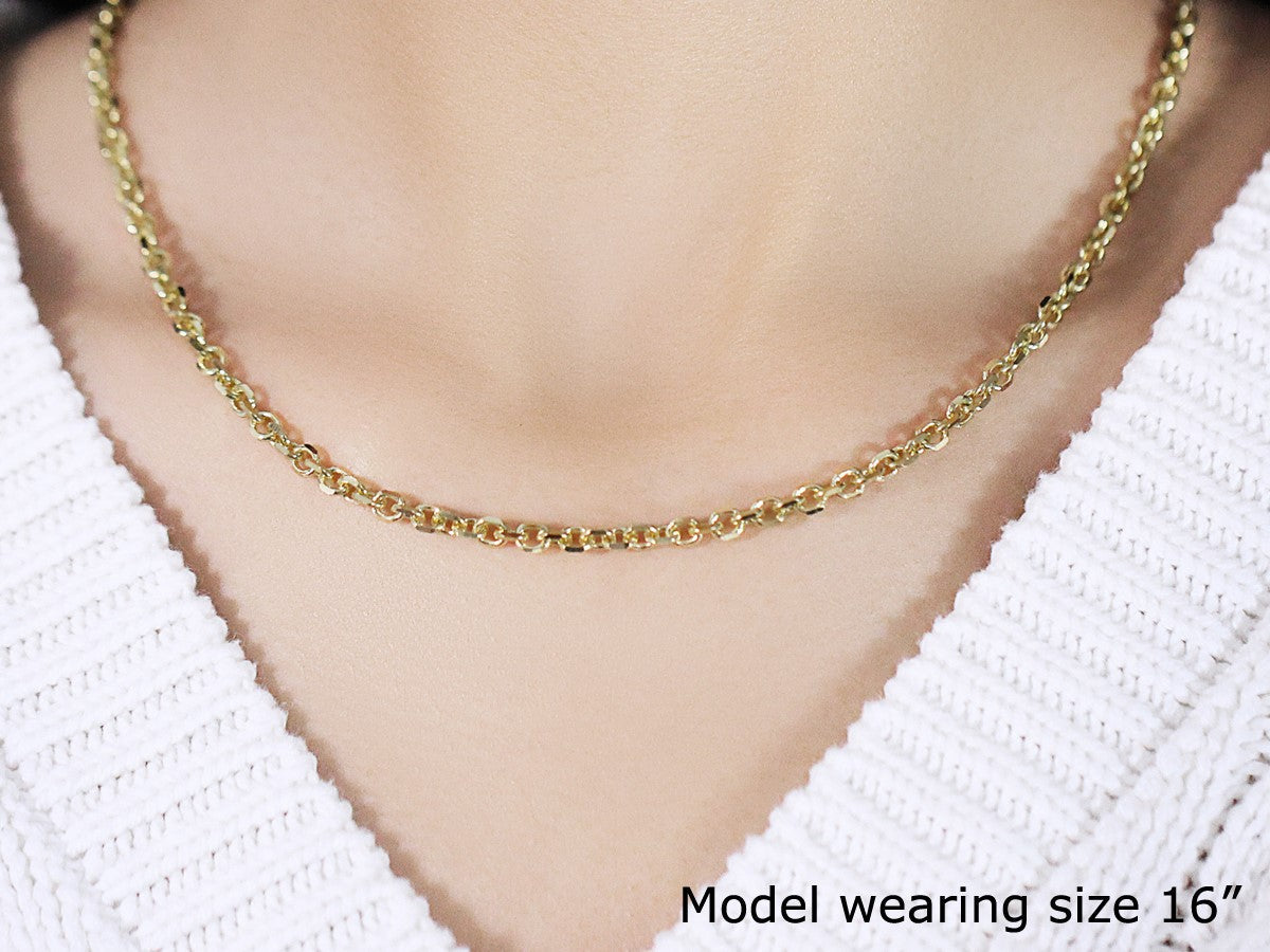 14k Yellow Gold Diamond Cut Cable Link Chain - 4.0mm
