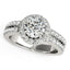 14k White Gold Halo Diamond Engagement Ring with Double Row Band