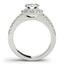 14k White Gold Halo Diamond Engagement Ring with Double Row Band