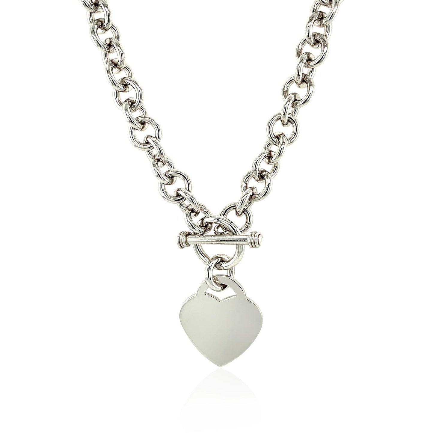 Collier en chaîne Rolo en argent sterling avec charme de fermoir en cœur