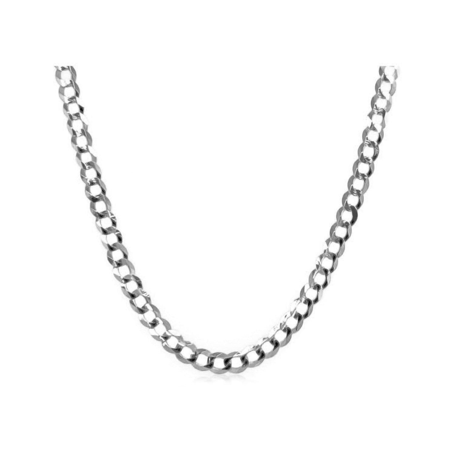 Chaîne Curb Solide en Or Blanc 14k de 2,6 mm
