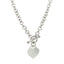 Collar de Cadena Rolo de Plata de Ley Baño de Rodio con Charm de Corazón
