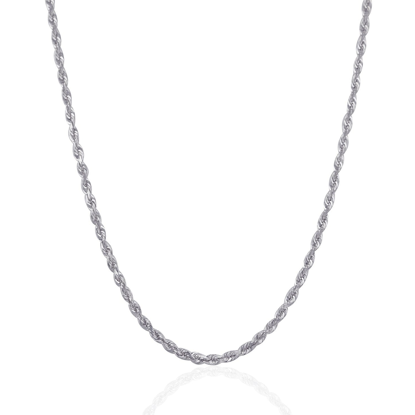 Cadena de cuerda cortada de diamante de 3.0 mm en oro blanco de 14k